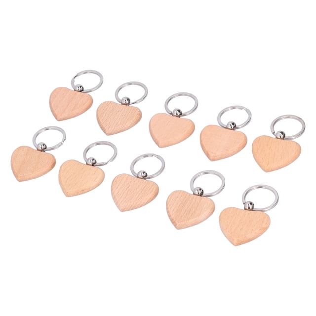 10 Uds Llavero Colgante de Madera en Forma de Corazón Llavero Decoración Llavero sin Terminar para Decoración de Bricolaje EOTVIA NO