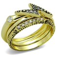 thumbnail image 1 of Women Gold Brass Ring with Top Grade Crystal in Clear - Size 7, 1 of 1