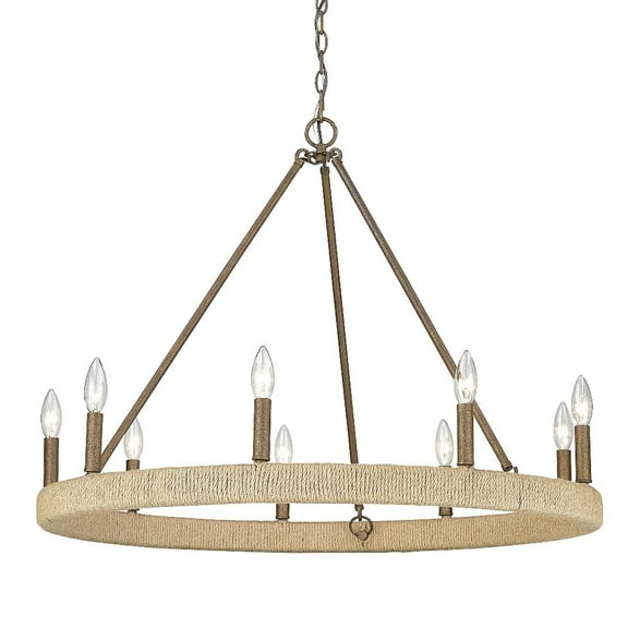 Golden Lighting Yates 9 Light Chandelier in Burnished Chestnut