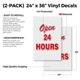 thumbnail image 2 of Open 24 Hours (2-PACK) 24" x 36" Vinyl Decals | Sign Insert Peel & Stick Decals Stickers Window Signs, 2 of 2