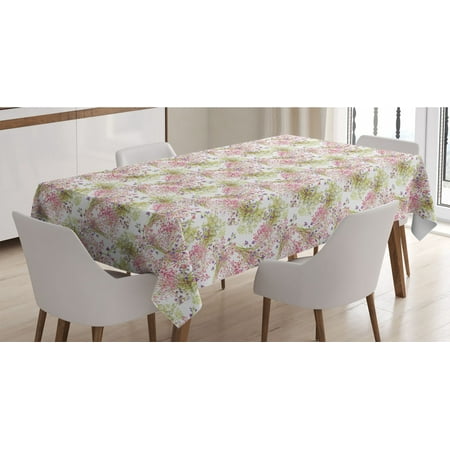 

Romantic Tablecloth Flower Pattern with Fresh Foliage Leaves and Petals Watercolor Style Illustration Rectangle Satin Table Cover for Dining Room and Kitchen 52 X 70 Multicolor by Ambesonne
