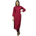 thumbnail image 1 of Bimba Women Full Sleeve Straight Kurta Ethnic Rayon Kurti Plain Long Tunic, 1 of 7