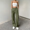 thumbnail image 2 of Cargo Pants for Women High Waisted Casual Pants Baggy Stretchy Wide Leg Y2K Streetwear with 6 Pockets, 2 of 7