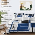 thumbnail image 3 of 3 Piece Blue Black Geometric Duvet Cover Set Twin Size,Microfiber Comforter/Quilt Cover with Corner Ties and 2 Pillowcases,Modern Minimalist Abstract Stripes All Season Bedding with Zipper Closure, 3 of 8