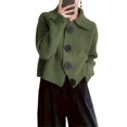 thumbnail image 2 of Women Open Front Knit Sweater Long Sleeve Cardigan Sweater Casual Loose Button Lapel Cardigan Coat Green XL, 2 of 8