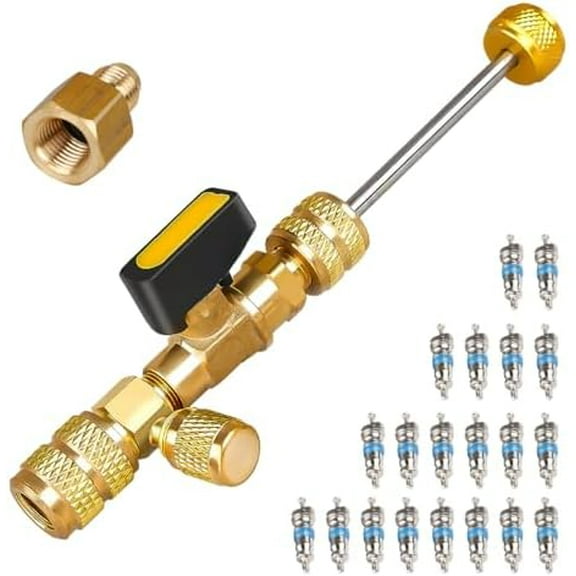 Professional Dual Size 1/4" & 5/16" SAE Valve Core Remover/Installer Tool Kit, HVAC AC Repair for R22 R32 R410A R134a, Schrader Valve Changer w/Magnet & Bypass Port$$Vehicle Parts & Accessories