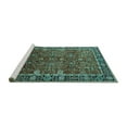 thumbnail image 2 of Ahgly Company Machine Washable Indoor Square Oriental Turquoise Blue Industrial Area Rugs, 8' Square, 2 of 4