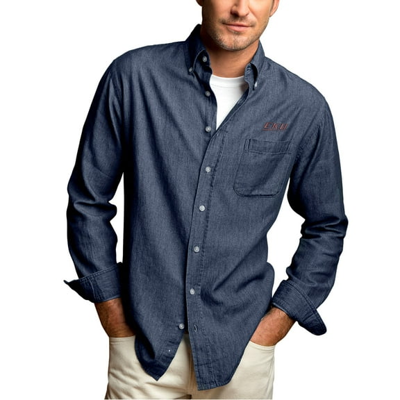 Men's Blue Eastern Kentucky Colonels Hudson Denim Long Sleeve Button-Down Shirt