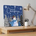thumbnail image 4 of Ships Next Day Canvas Wall Art 16"x16", Navy Blue Christmas Wood Framed Canvas Print Painting, Xmas Snowman Tree Black Grey Ready to Hang Picture Wall Decor for Home Bedroom Kitchen Office, 4 of 9