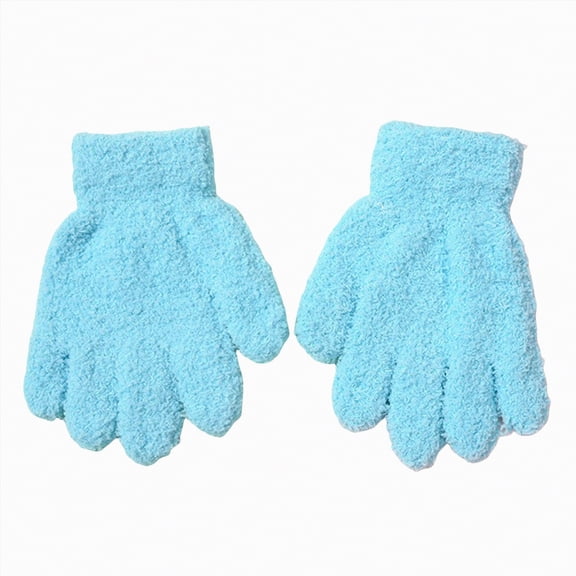 UngA Kids Winter Gloves Fluffy Stretchy Warm Winter Gloves for Boys & Girls (Blue,8-16 Years)