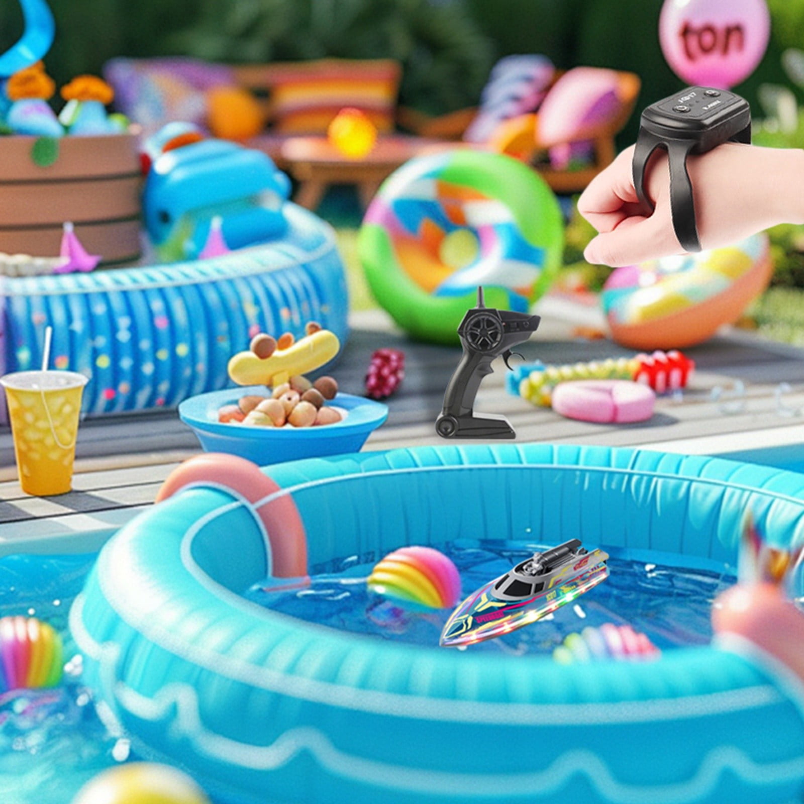 Remote Control Boat With 2.4G Control High Speed LED Lights For Outdoor Pool Durable And High Performance Toy For Ages 7 And Up 49mhz Remote Control Replacement Easy Control Remote Control Plane for