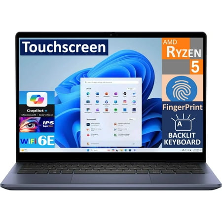 Dell Inspiron 14 Business 2-in-1 Laptop 14.0in Touchscreen IPS WUXGA Display (AMD Ryzen 5 8640HS, 8GB DDR5, 512GB SSD, Backlit KB, Fingerprint, WiFi 6E, Webcam, Bluetooth 5.3, Win 11 Home)