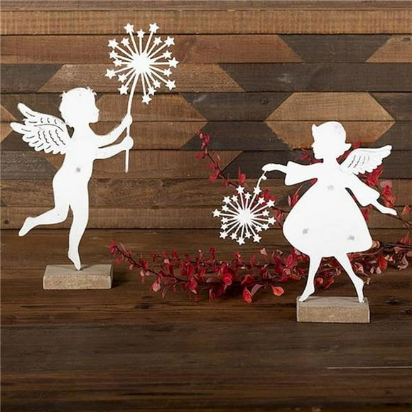 Décorations de Fées Blanches Garçon et Fille - Lot de 2