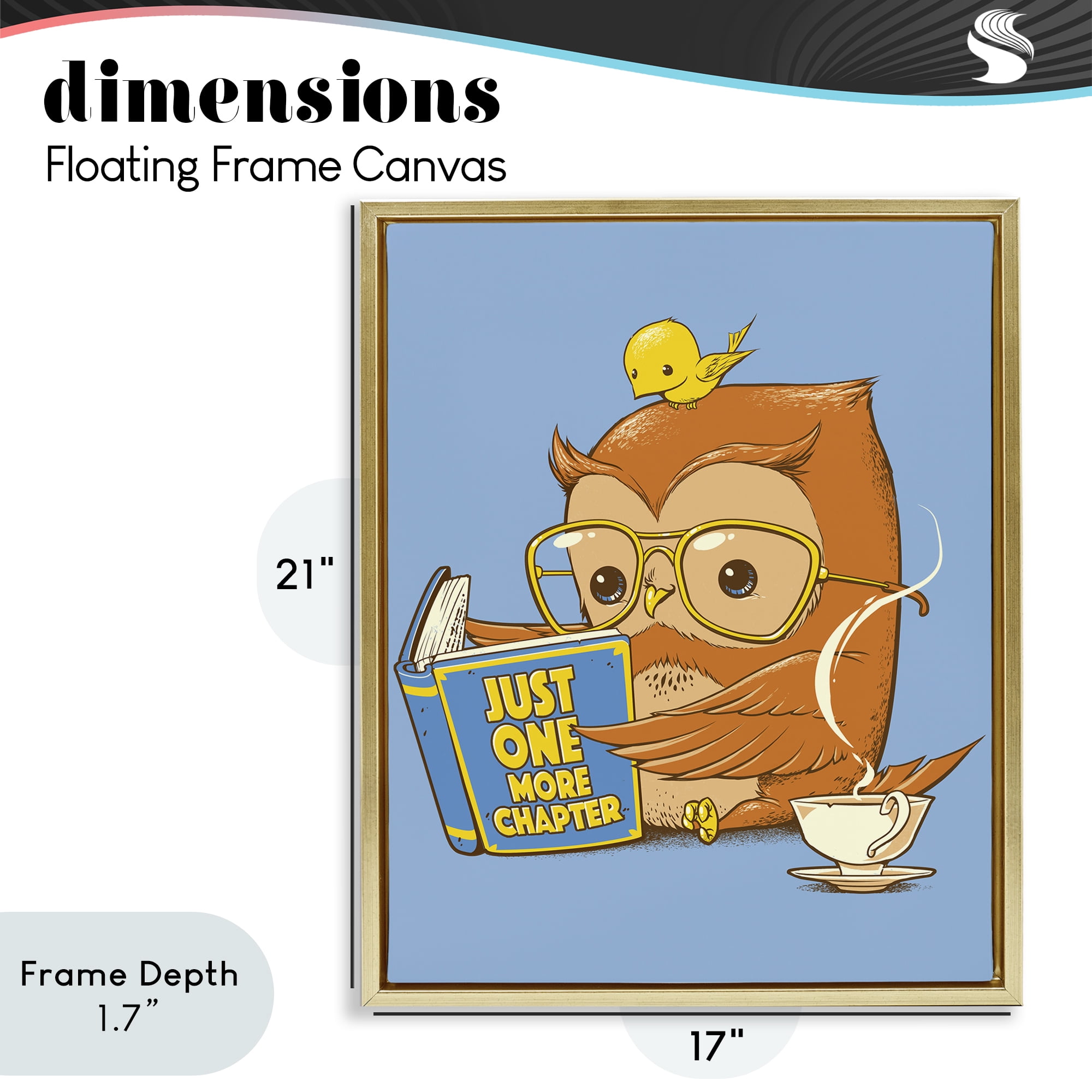 Stupell Industries One More Chapter Owl Gold Framed Floater Canvas Wall Art, design by Tobe Fonseca