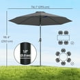 thumbnail image 3 of Outsunny Parasol de Marché Rond 3 m x 2,4 m, Parasol de Terrasse, Gris, 3 of 10