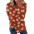 thumbnail image 1 of Qiopertar Mode Femmes Décontracté Imprimé Col Rond Manches Longues Blouse T-Shirt Pull Tops Offres de la Semaine Liquidation à Moins de 5$ jusqu'à 90 % de Réduction, 1 of 5