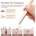 thumbnail image 2 of 2-Pack Precision Tweezers for Eyebrows, Facial Hair, Ingrown Hair Removal, Professional Stainless Steel Eyebrow Women and Men, Tweezer Set with PU Travel Case, 2 of 4