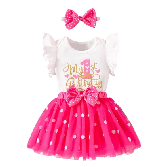 LYHaoo Girls Outfit Sets 12-18 Months,Fymnsi Baby Toddler Girl My 1st / 2nd / 3rd Birthday Dress Coton Long Sleeved Tule Dress A Line Princess Party Dresses With Headband Costume Outfit For