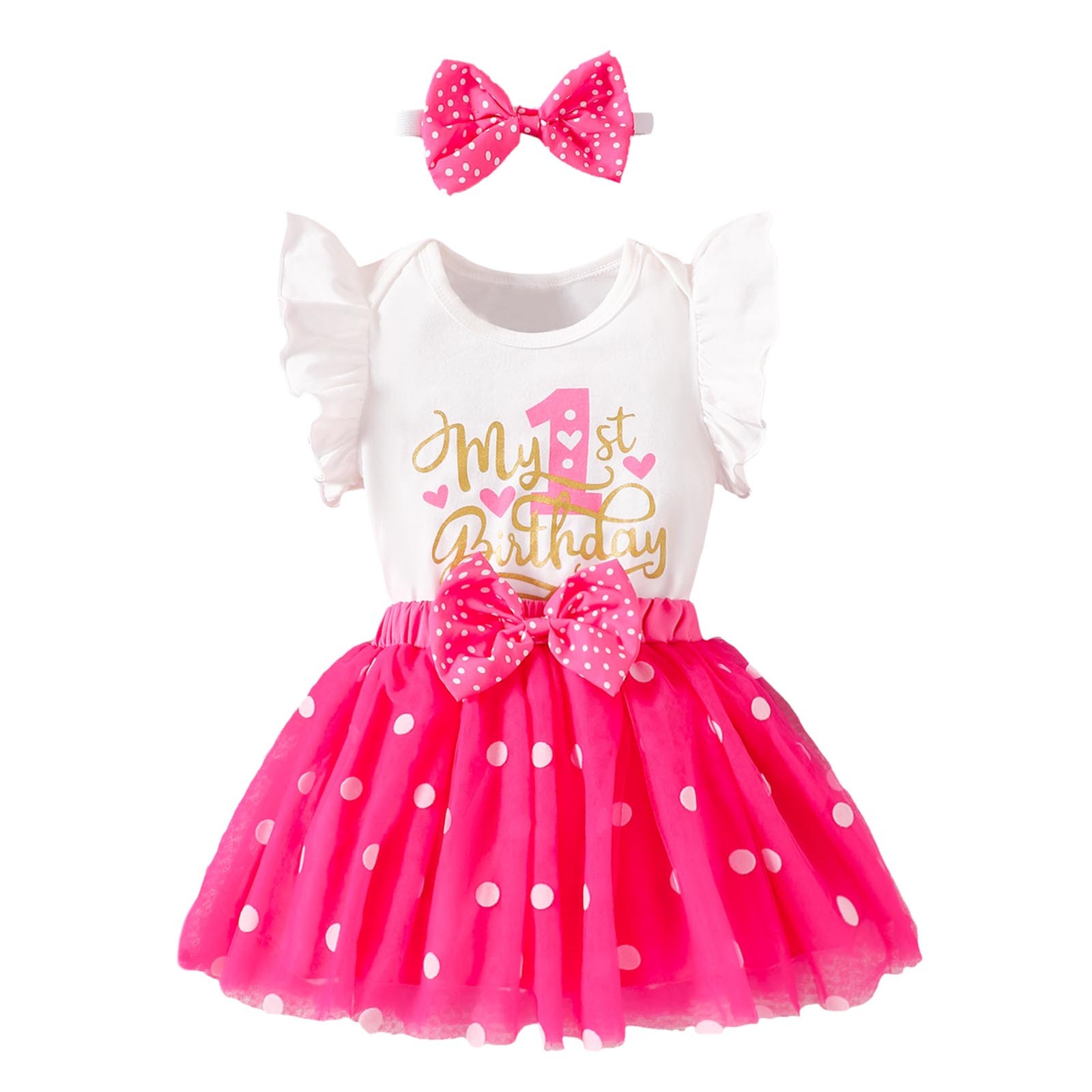 Tenue 1er Anniversaire Fille - Robe Papillon Tulle Smockée + Bandeau - Tailles 9-12M Et 12-18M, Polyester
