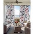 thumbnail image 3 of Grey Red Botanical Blackout Curtains for Bedroom - 84 Inch Long Light Blocking 2 Panels Set, Watercolor Spring Floral Summer Leaf Thermal Insulated Living Room Drapes Grommet Window Curtains 52"x84", 3 of 8