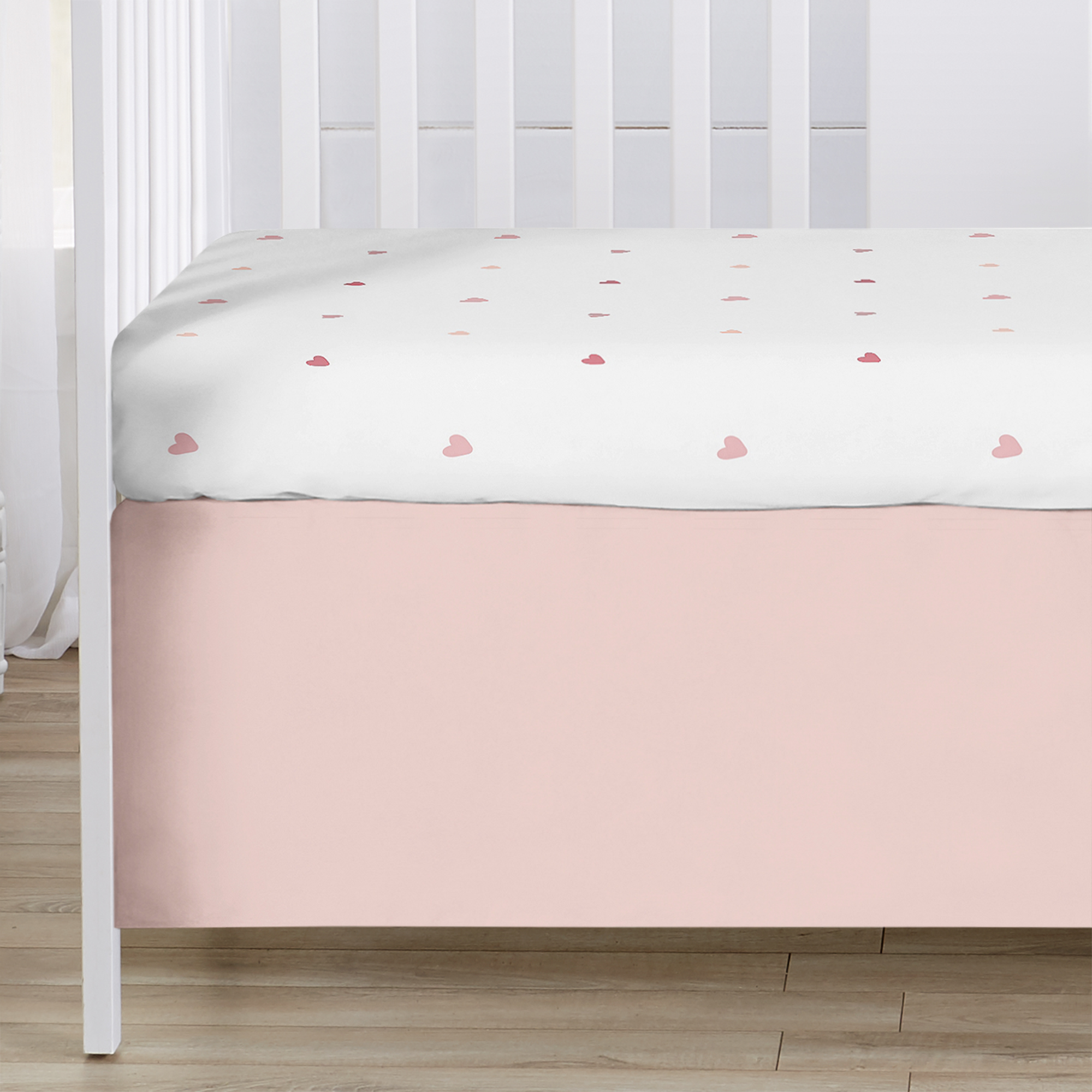 Sweet Jojo Designs Boho Rainbow and Hearts Pink Ivory Crib Bedding Set 3 Piece Set