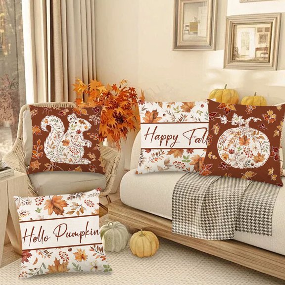 Funda de Cojín Funda de Cojín Funda de Almohada Decorativa Otoño Arce Estampado de Lino Funda de Almohada para El Hogar