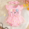 thumbnail image 2 of Karoyedx Baby Summer Clothes Girl Baby Girl Clothes Infant Summer Outfits Cute Floral Mesh Ruffle Sleeveless Romper Headband Set Pink Size,0-3 Months, 2 of 6