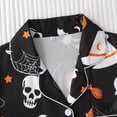 thumbnail image 4 of MEZZALL Women Halloween Pajama Set Lapel Collar Button Down Short Sleeve Top Elastic Waist Shorts Loungewear Set Bat Print Sleepwear For Party Home Sleeping Relaxed Fit 2 Piece Pjs, 4 of 8