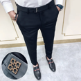 thumbnail image 3 of Pantalones cortos elásticos de color sólido informales de negocios de estilo coreano ajustados para hombre de primavera 2021, 3 of 4