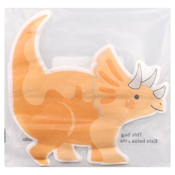 Way To Celebrate Dinosaur-Shaped Disposable Paper Napkins, Orange Triceratops, 12.25 in x 12.25 in, 16 Count
