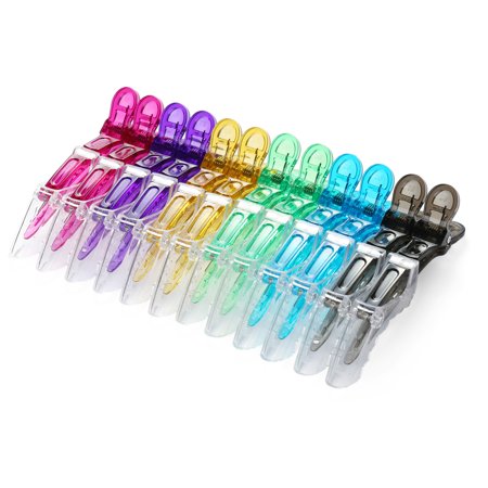 Onedor 12 pcs Transparent Professional Hair Stylist Hair Clips. Salon Alligator Croc Hair Clips for DIY Sectioning, Haircuts, and Styling. Easy to Use,