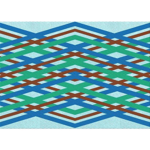 Ahgly Company Indoor Rectangle Patterned Azure Blue Area Rugs, 4' x 6'