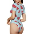 thumbnail image 3 of The Xecao Watermelon Women's Crew Neck Body Suit, a short-sleeved bodysuit and basic swimsuit, both comfort and style for dating and daily life, 3 of 9