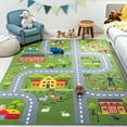 thumbnail image 2 of SAFAVIEH Kids Playhouse Ranch Crossroads Machine Washable Area Rug, Dark Green/Light Grey, 5'5" x 7'7", 2 of 9