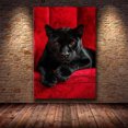 thumbnail image 4 of Sleek Black Panther Crimson Velvet Plush Sofa Framed Canvas Print,Luxe Gothic tiger Illustration for Powder Washroom Ready to Hang-12"L x 8"W, 4 of 10