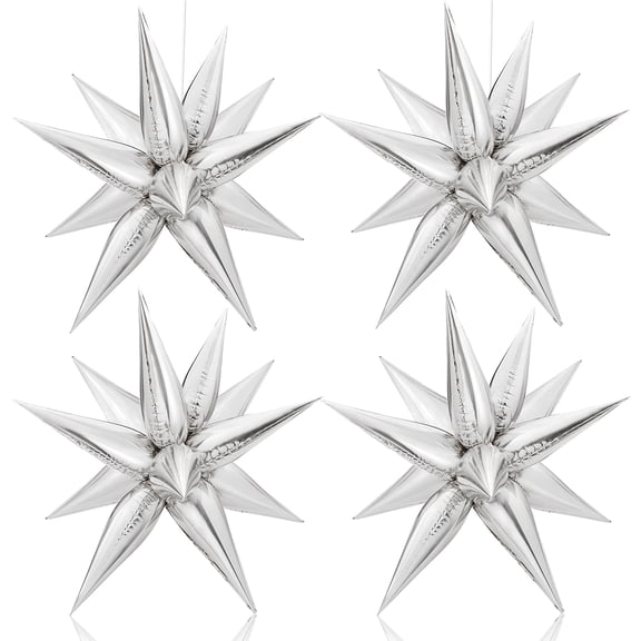 KatchOn Large Silver Star Balloons - 50 Pieces | Star Balloons with Shine for Happy Anniversary Decorations | Foil Silver Starburst balloons | star birthday decorations, halloween decorations