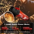 thumbnail image 2 of Electric Brushless Cordless Angle Grinder, 21V 8Ah Angle Grinder Tool Cutting Tool with 2 Batteries, Charger, and 5 Types Cutting Discs for Cutting, Polishing, Grinding, and Rust Removal, 2 of 7