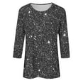 thumbnail image 5 of Yuanlong Womens T-Shirts Star Glitter Pattern 3/4 Sleeve Crewneck Tshirt Carnival & Spring Lightweight Stylish Tee Shirt, 5 of 5