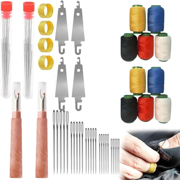 Big Eye Steel Sewing Needles Kit 34PCS, Stainless Steel Needles for Hand Sewing with Case, 5 Sizes Rust-Resistant Steel Needles for Embroidery, Cross Stitch, Darning and DIY Sewing Projects (2 Set)