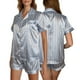 thumbnail image 4 of HITIME Pijama de Satín para Mujer Talla S, Conjunto de Short y Playera de Verano, Tela de Lujo Suave y Transpirable, Ideal para Dormir o Lounge, 4 of 10