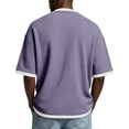 thumbnail image 4 of Domuza Mens Waffle Henley Shirts Crew Neck Short Sleeve Shirts Tshirt Quarter Zip Pullover Sweatshirt with Zipper Pockets Purple 4XL, 4 of 5
