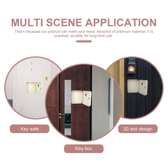 TABLZONE Wall Mounted Key Lock Box White Iron Multi-Slot Organizer Secure Storage Cabinet for Keys and Small Items