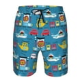 thumbnail image 4 of Yiaed Transportations With Animals Print Men's Swim Trunks with Lining Quick Dry Sports Shorts Beach Shorts Boardshorts-Small, 4 of 5