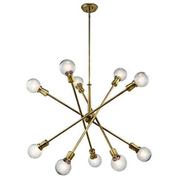 10 Light Large Chandelier with Contemporary Inspirations 53.5 inches Tall By 47 inches Wide-Natural Brass Finish Bailey Street Home 147-Bel-2013783