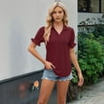 thumbnail image 4 of Womens Dressy Casual Blouses Shirts Lapel Neck Business Casual Summer Tops Claret XL, 4 of 9