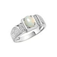 thumbnail image 5 of Rylos 14K White Gold Classic 8X6MM Oval Opal & Sparkling Diamond Ring - Birthstone Jewelry for Men -Size 12, 5 of 7