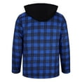 thumbnail image 5 of Flannel Plaid Shirt Jacket for Men Heavyweight Quilted Polyester Lined Snap Zip Up Hoodie Sweatshirt Coat (M, Blue), 5 of 6