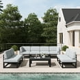 thumbnail image 3 of LayinSun Large Aluminum Patio Furniture Set, 9 Pieces Modern Outdoor Conversation Set Sectional Metal Sofa Set with Olefin Cushion, 3 of 10