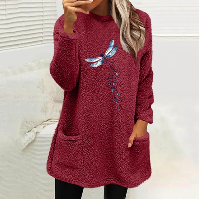 Ailaofu Womens Fall Long Sleeve T-Shirts Casual Tops for Leggings Loose Soft Blouses with Pocket