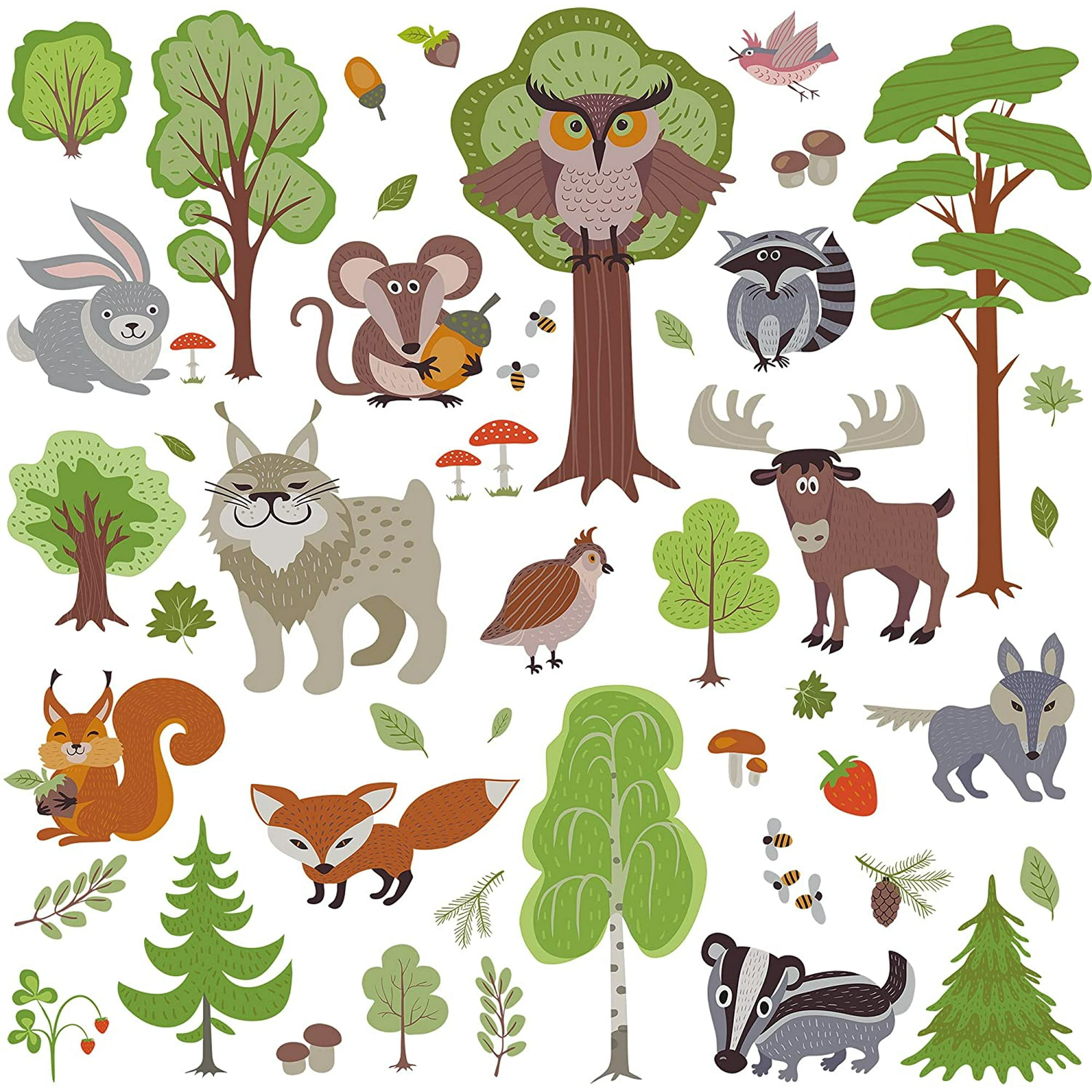 TESNN Removable 3D Cartoon Animals with Tree Plants Wall Decals DIY Lion Fox Deer Owls Peel and Stick Art Decor Kids Room Wall Sticker for Baby Girls Boys Bedroom Classroom Kindergarten Playroom ( TESNN Removable 3D Cartoon Animals with Tree Plants Wall Decals DIY Lion Fox Deer Owls Peel and Stick Art Decor Kids Room Wall Sticker for Baby Girls Boys Bedroom Classroom Kindergarten Playroom (